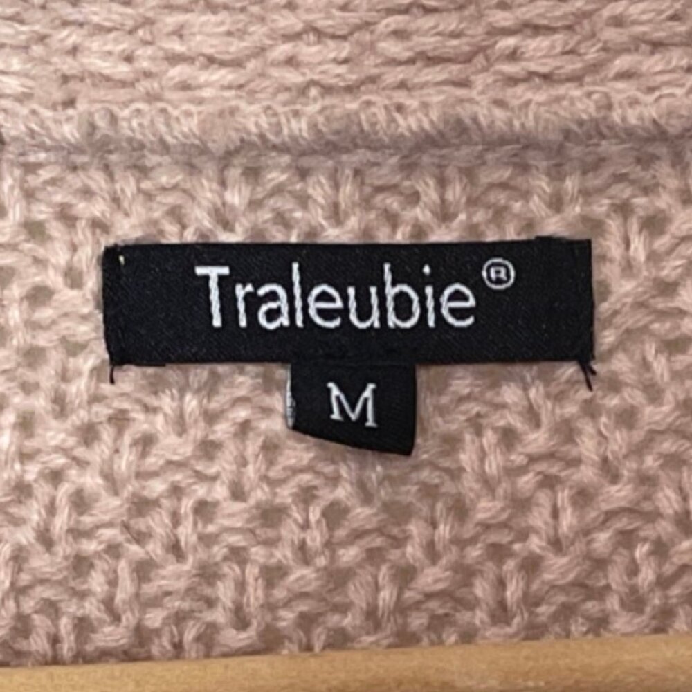 TRALEUBIE | Women's Blush Pink Open Front Knit Cardigan | Size M - Picture 9 of 13